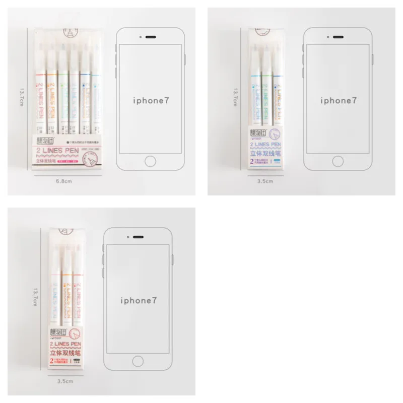 

0.5MM Double Line HighlighterPen For Journal Notes Creative 3D Fine Point Marker For School Student Office Stationery Gift