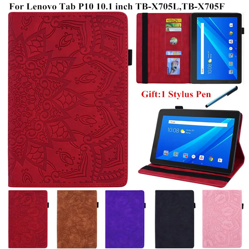 

3D Flower Embossed Case for Lenovo Tab P10 P 10 10.1 2018 TB-X705L TB-X705F PU Leather Tablet Cover for Funda Lenovo Tab P10
