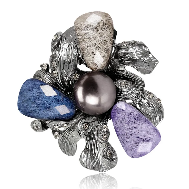 Винтажная черная акриловая Броши с искусственным жемчугом для женщин Свадебная