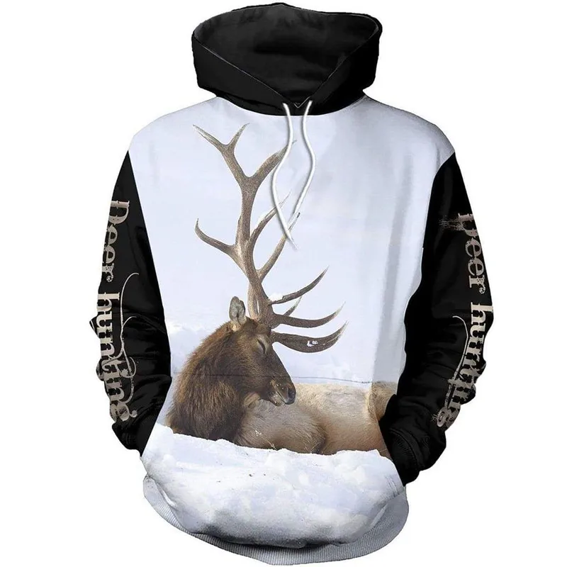

Модная мужская и женская повседневная толстовка на молнии с 3D принтом оленя утки