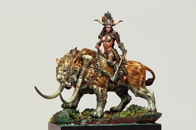 1/24 75 мм старинная женщина воин с животными и основой фигурки из смолы наборы