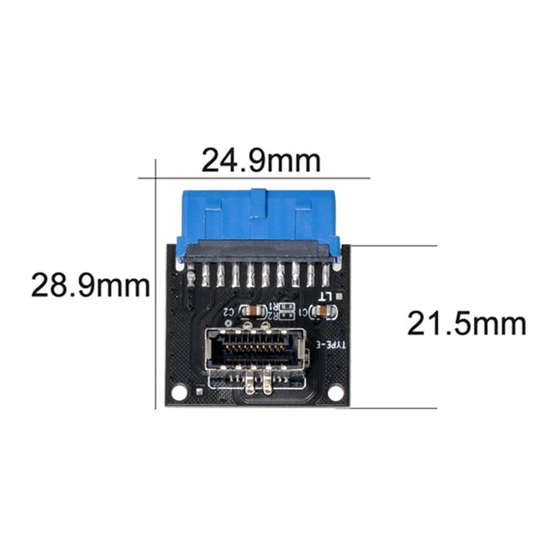 

Computer Motherboard USB 3.0 Front 19-Pin to 3.1 Type-C Front Panel Header Type E Adapter 20 to 19-Pin Expansion Card