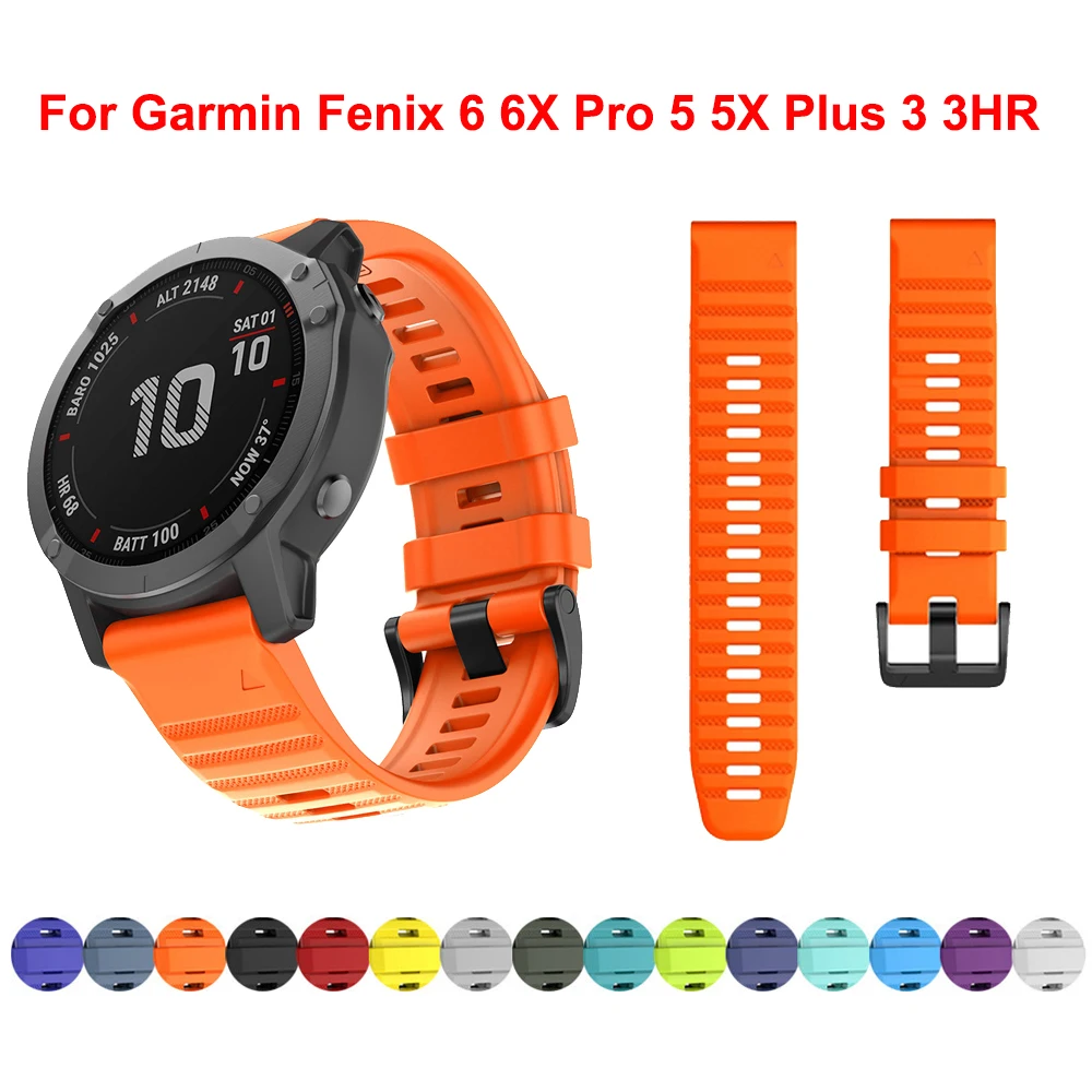 Ремешок силиконовый для Garmin Fenix 5 5X быстросъемный браслет часов 6 6X 6S Pro 3 3HR 22 26