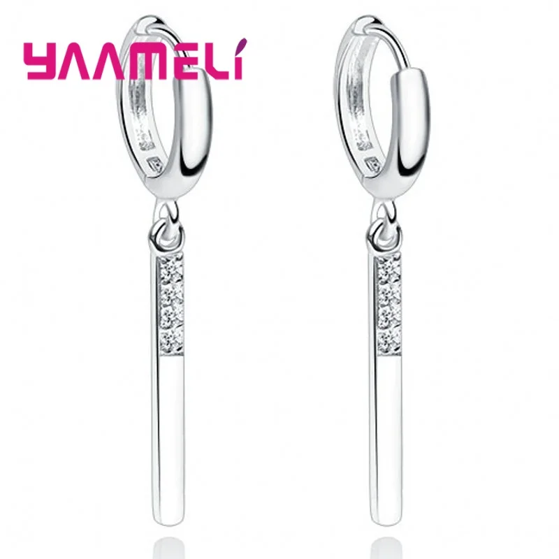 

925 Sterling Silver Statement Drop Earrings For Women Girls 2020 Trend CZ Crystal Valentines Day Gifts Fashion Jewelry Wholesale