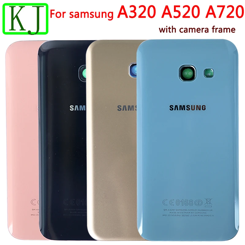 Для samsung Galaxy A3 A5 A7 A320 A520 A720 стеклянная крышка для батареи задняя дверь+ чехол для объектива камеры для a320 a520 a720