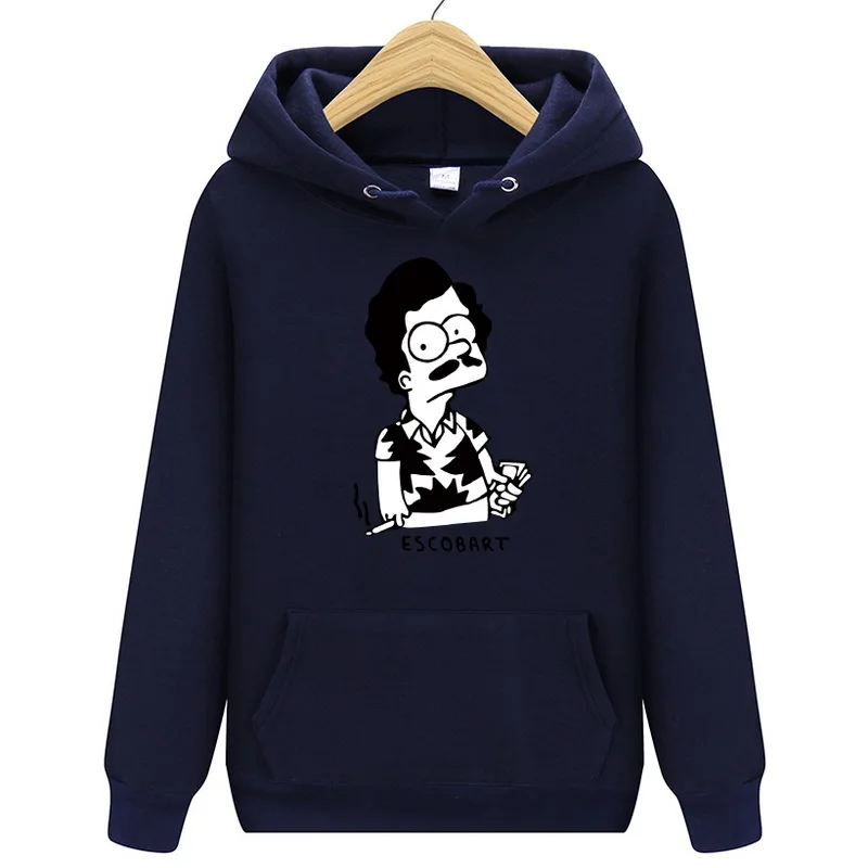 Толстовки ESCOBART Simpson, мужская толстовка с капюшоном, женские свитшоты, негабаритный черный цвет, Осень-зима, хип-хоп, мужские толстовки, толстовка