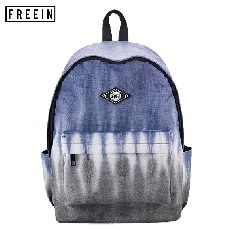

FREEIN Fashion Women's Backpack Men Unisex Tie-Dye Gradient Blue Youth Bts School Outdoor Sports Waterproof Oxford Summer New