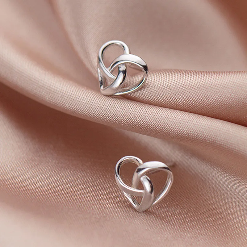 

925 Sterling Silver Hollow Out Heart Stud Earrings Girls Party Gift Sterling-Silver-jewelry Fashion Simple Earrings for Women