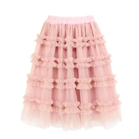 kids children clothing black pink ruffles soft chiffon long pettiskirt cake skirt for baby girls 0 14y