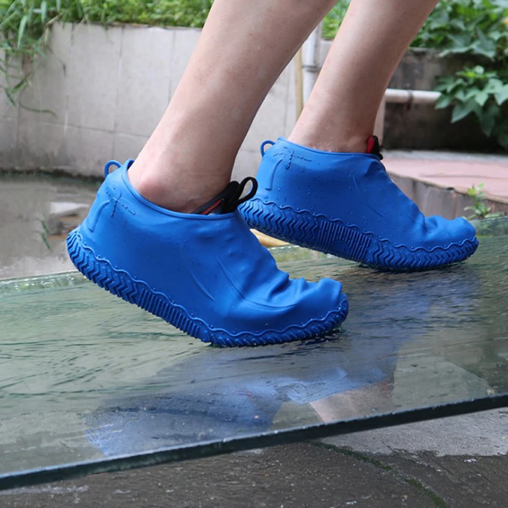 

Reusable Silicone Waterproof Rain Shoes Covers Outdoor Camping Slip-Resistant Rubber Rain Boot Overshoes Yellow Blue Black