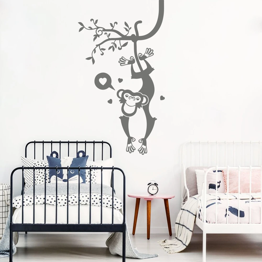 

Vinyl Art Home Decor Cartoon Monkey Tree Safari Poster Mural Big Monkey Animal Pet Jungle Wall Sticker Game Wall Decals W623