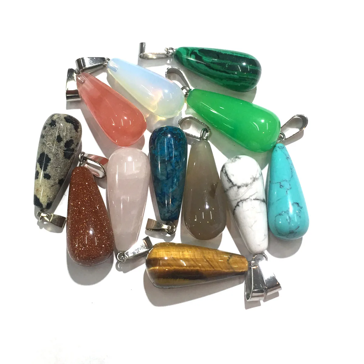 

Round Shape Yellow Jades Pendant Reiki Healing Natural Stone Amulet DIY Jewelry Natural Stone Charms Size 10x25mm