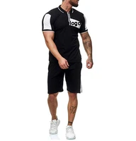 custom logo men sports suit new european summer hot short sleeved color splicing matching outdoor fitness leisure
