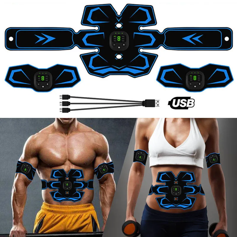 

USB Rechargable Equipment Training Gear Muscles Electrostimulator Toner Abdominal Muscle Stimulator Trainer EMS Gym Home Fitness