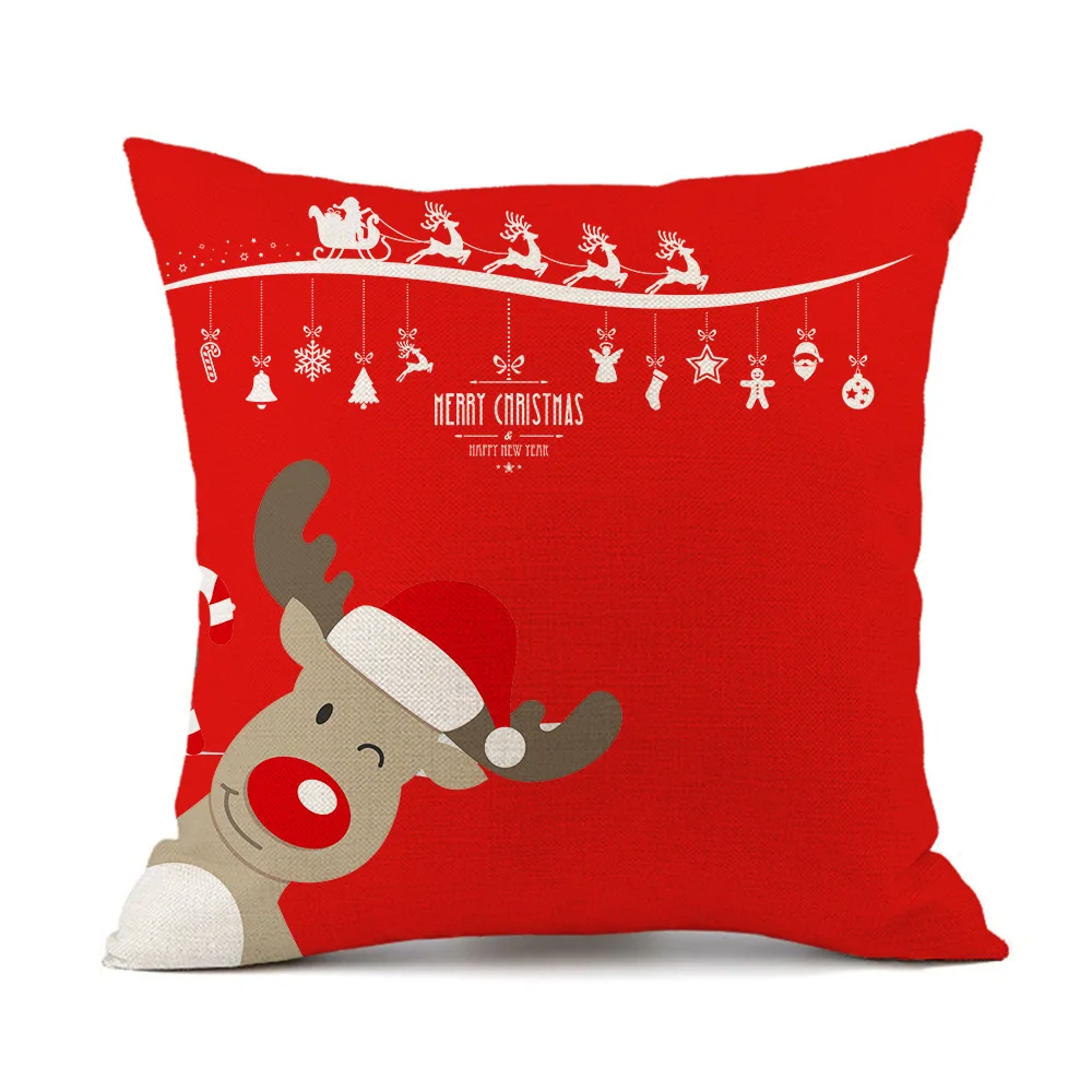 

Red christmas pattern 3D printed Polyester Decorative Pillowcases Throw Pillow Cover Square Zipper Pillow cases style-3