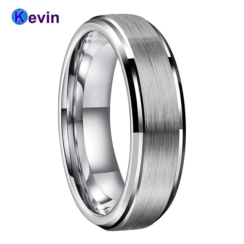 Вольфрамовый Свадебный ремешок для мужчин женщин со скошенными краями матовая