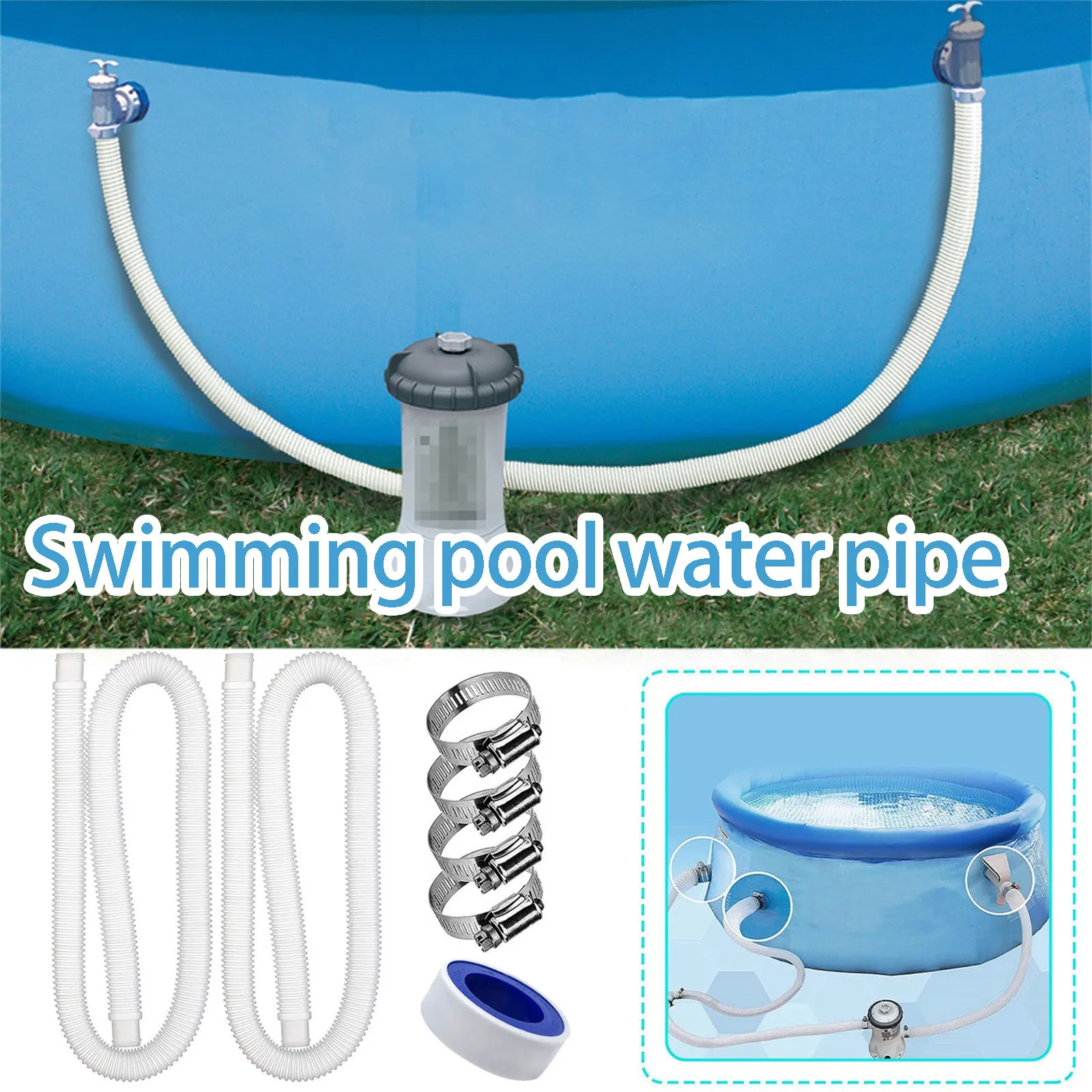 

3pcs Swimming Pool Accessories Replacement Hose Kit Swimming Pool Filter Replacement Hose Buckle Pipe For Pump Filter Cleaner