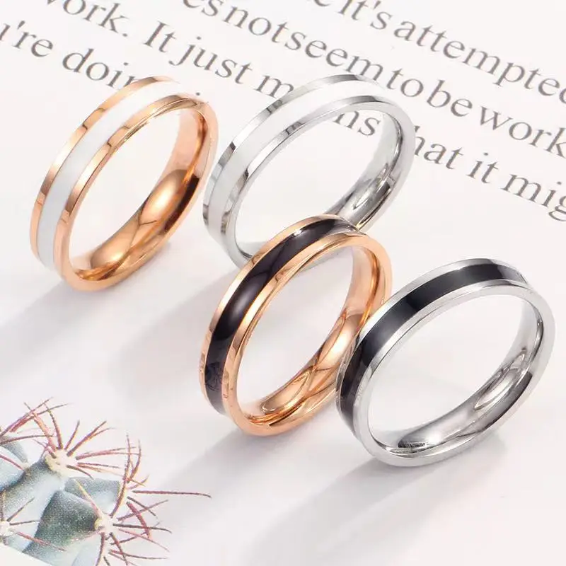 

Black Ring for Men Women Groove Rainbow Stainless Steel Wedding Bands Girlfriend Trendy Rings Casual Male Jewelry Gifts