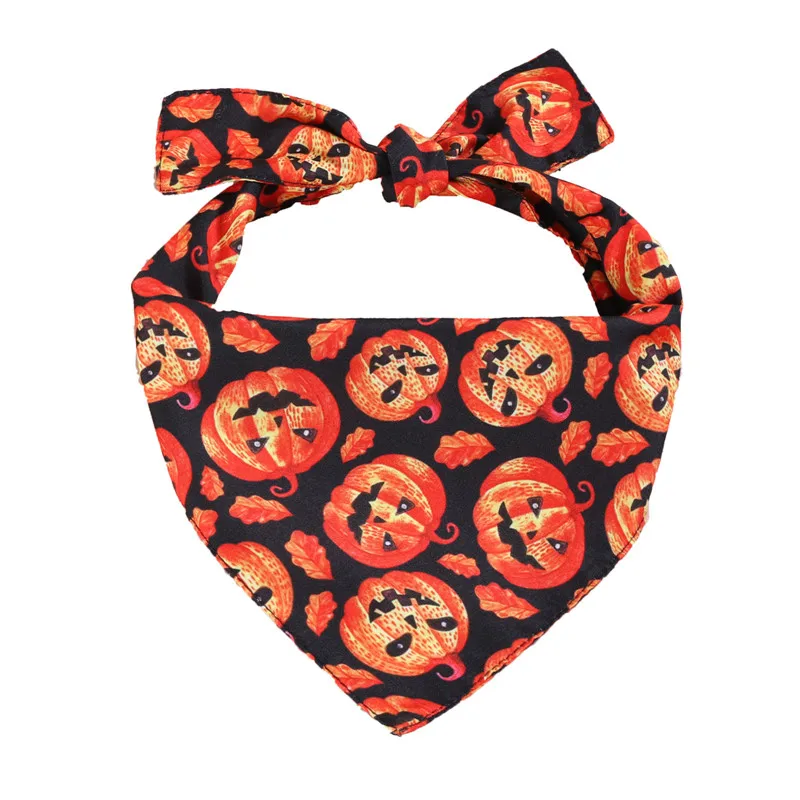 

Pet Halloween Accessories Single Layer Cute Cartoon Halloween Pet Saliva Towel Ghost Face Skull Pumpkin Style