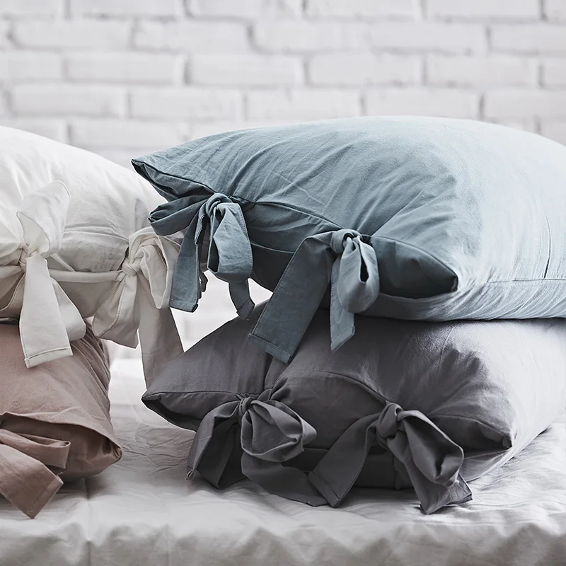 Подушка бант Чехол хлопковая однотонная подушка чехол для подушки сна