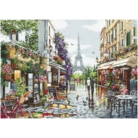 paris streets after the rain patterns counted cross stitch 14ct 18ct diy chinese cross stitch kits embroidery needlework sets