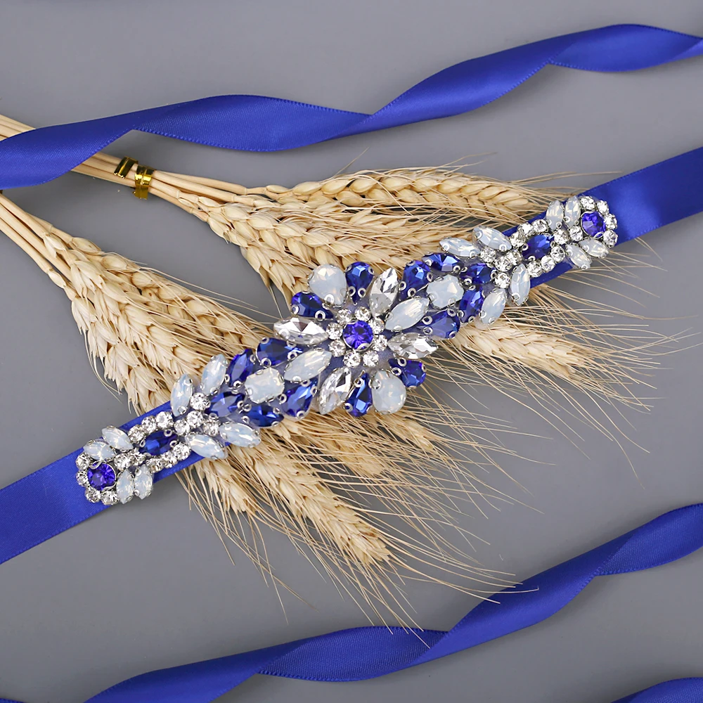 

100% Handmade Elegant Royal Blue Rhinestone Belt Wedding Bridal Belt Jeweled Belt Sparkle Belt Bridal Sashes Wedding Accessories