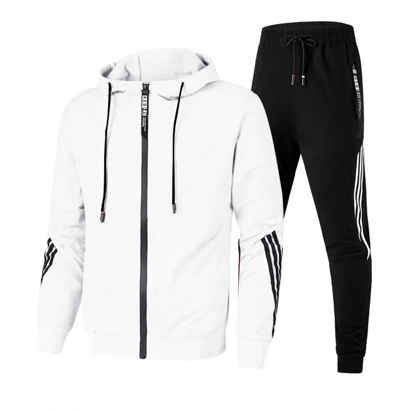 

Solid color men's sportswear suits and bra chain sportswear men's spring casual hooded sweater hoodies 2 pieces + pants jogging