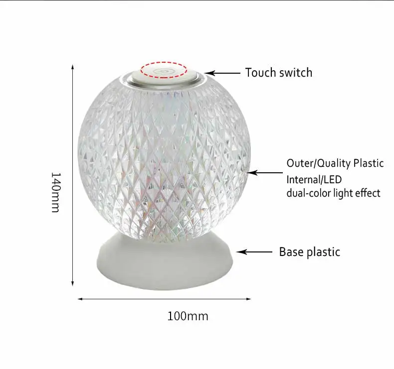 

USB Diamond Table Lamp Acrylic Decoration Light for Bar Bedroom Bedside Coffee Crystal LED Desk Lamps Gift Night Lights Lighting