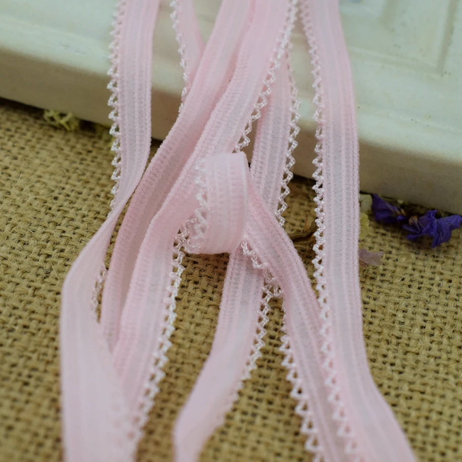 #224 розовые эластичные ленты сетчатые Стрейчевые кружевные края 8 цветов отделка