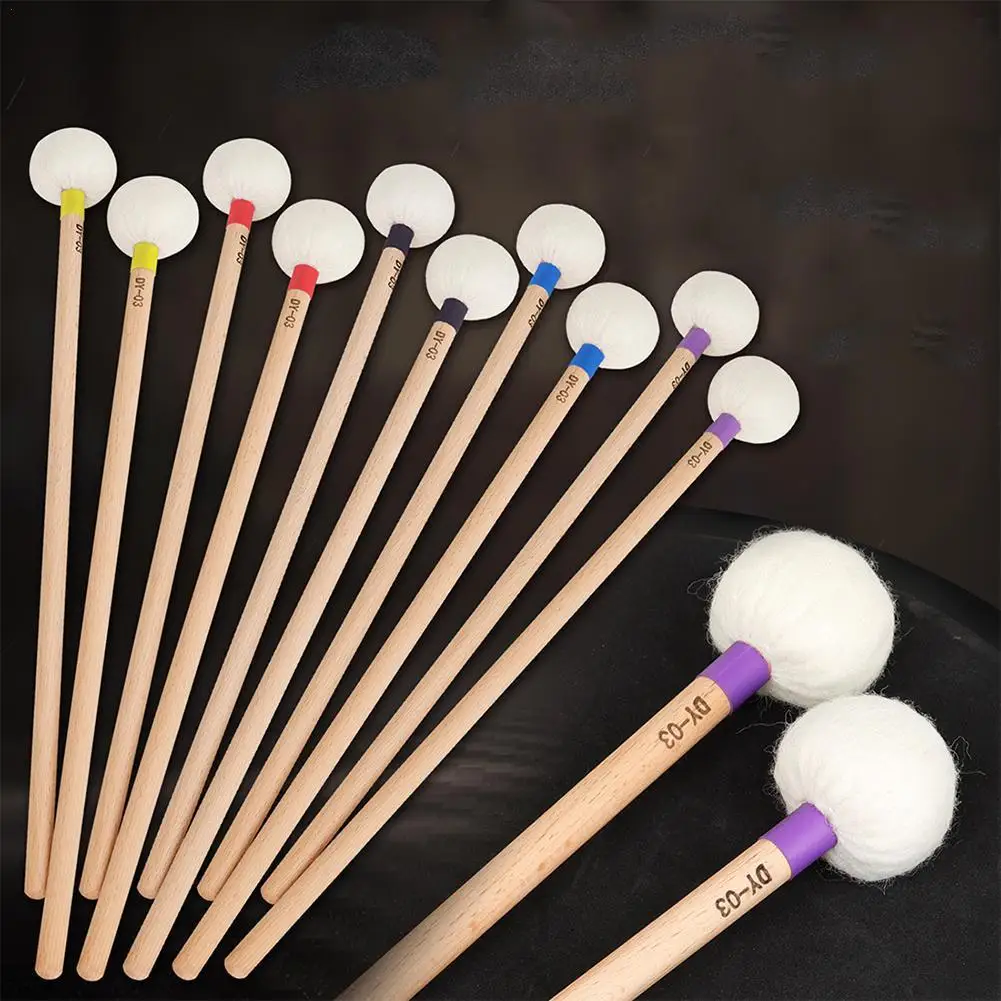 1 Pair Symphony Timpani Mallets Percussion Drum Sticks Soft Felt Head With Maple Wood Handle Instrument