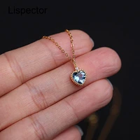 lispector 925 sterling silver sea blue zircon heart pendant necklaces for women elegant luxury crystal necklace female jewelry