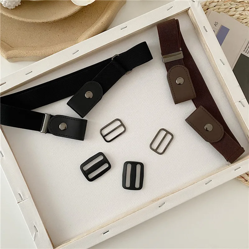 

Buckle-Free Stretch Jeans Elastic Waistband Women's Ins Style Decorative Lazy Seamless Invisible Belt Men's Simple All-Match