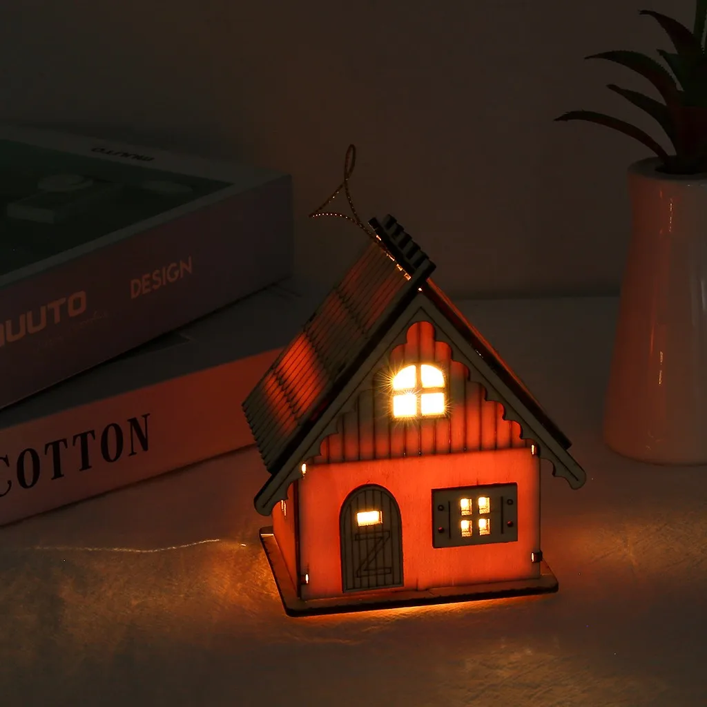 DIY небольшой деревянный светодиодный домик Миниатюрный освещенный салон для