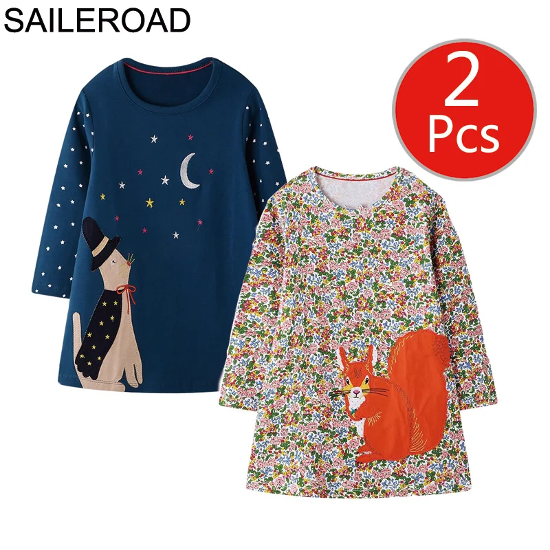 SAILEROAD 2 шт. Фруктовое Яблоко с Принтом Девушки Карманные Платья Vestidos 5 Лет Платье Принцессы для Детей Одежда Vestido Unicornio - Цвет: 7019 7201 photo