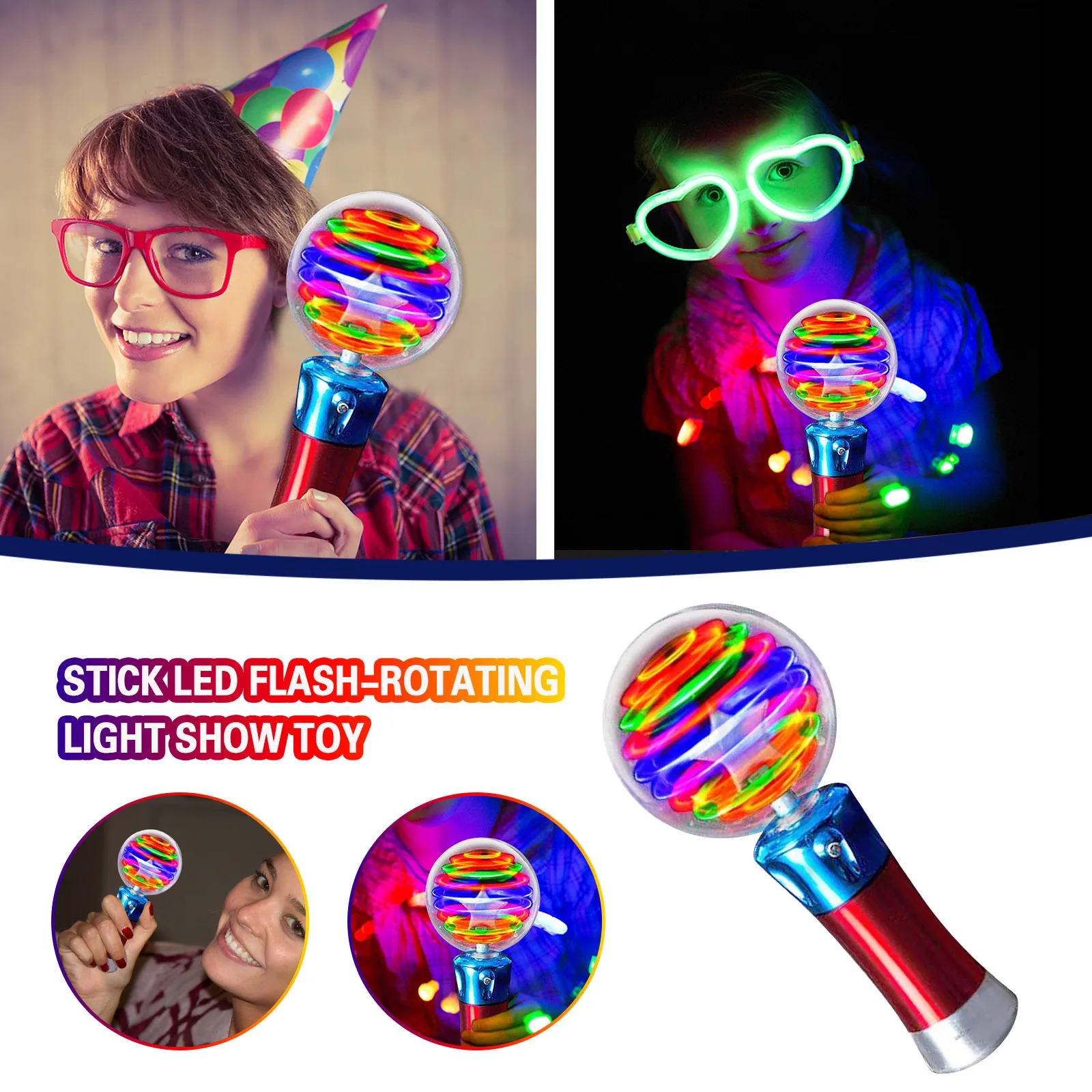 

Children's Luminous Magic Ball Toy Stick Led Flash-rotating Light Show Toy Children's Party Light Show Toy Microphone Shape