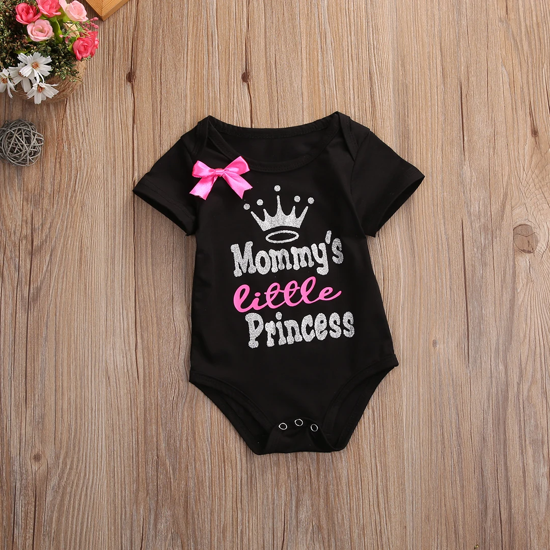 Боди для маленьких девочек с принтом папа мама маленькая принцесса летние
