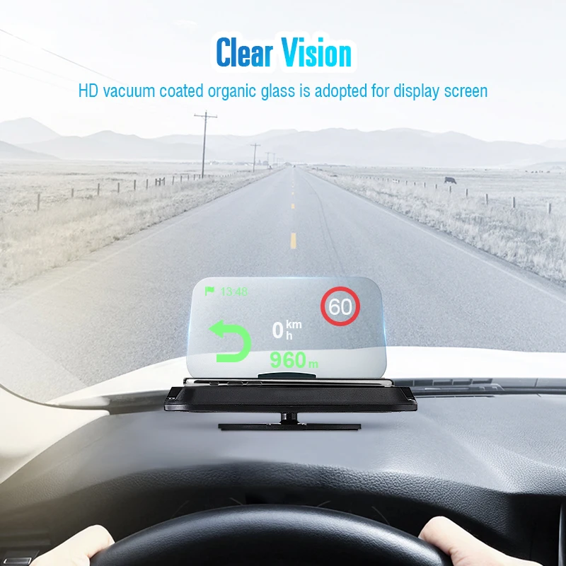 LEORY Универсальный Автомобильный HUD предупреждающий сигнал на голову дисплей черный gps навигатор проектор держатель телефона для телефона 11 для huawei Xiaomi