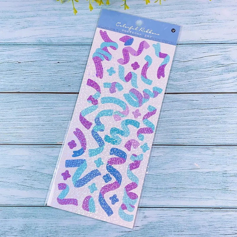 1Pcs Scrapbooking Stickers Colorful Ribbon Laser Decorative Sticker For Materials DIY Diary Album Stationery | Дом и сад
