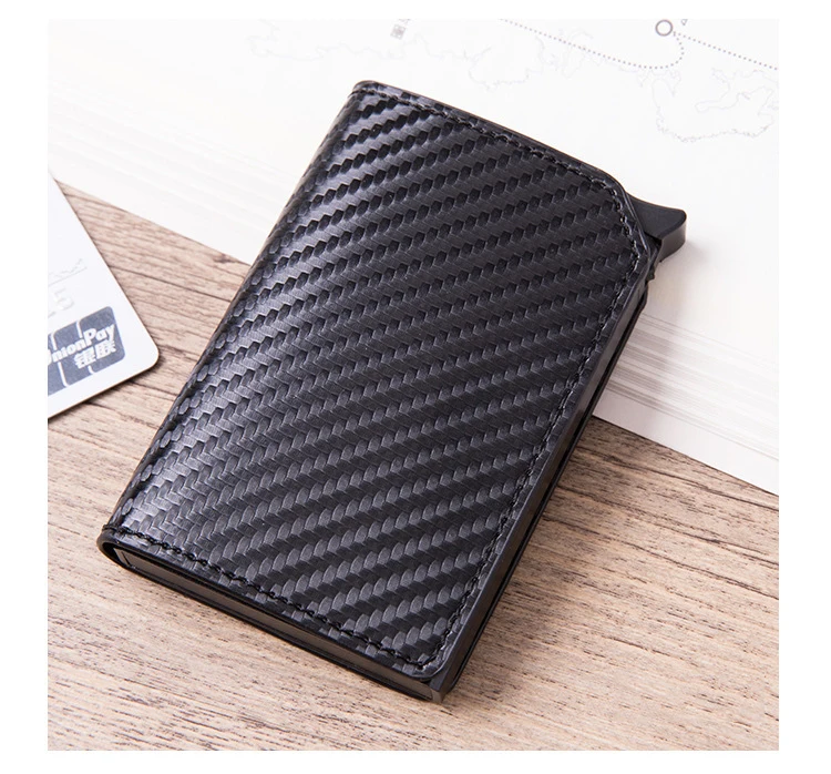 BISI GORO Anti-theft Card Case Carbon Fiber RFID Pop-up Clutch Smart Card Wallet Multifunctional Men Unisex Card Holder