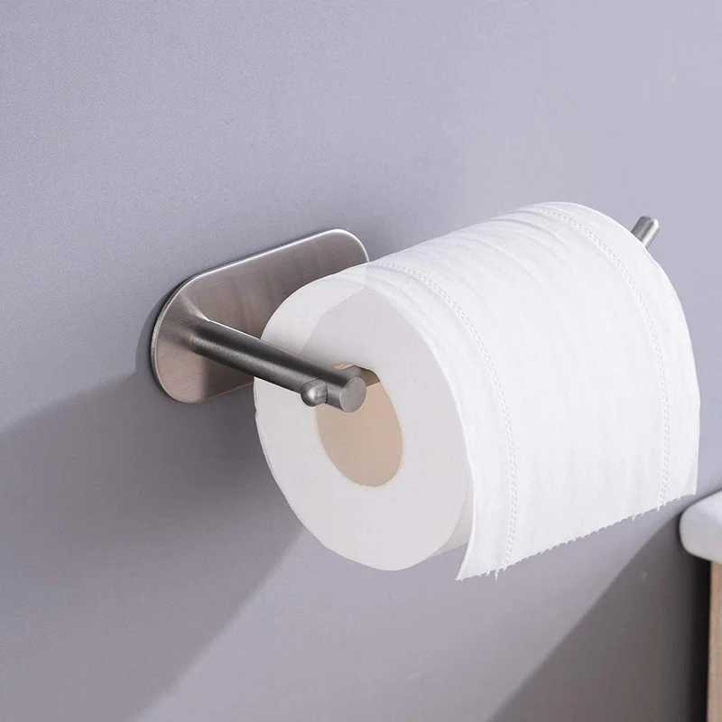 

Adhesive Toliet-Paper Holder Stainless-Steel Brushed Strong Self Adhesive Tissue Roll Paper Holder for Bathroom Kitchen