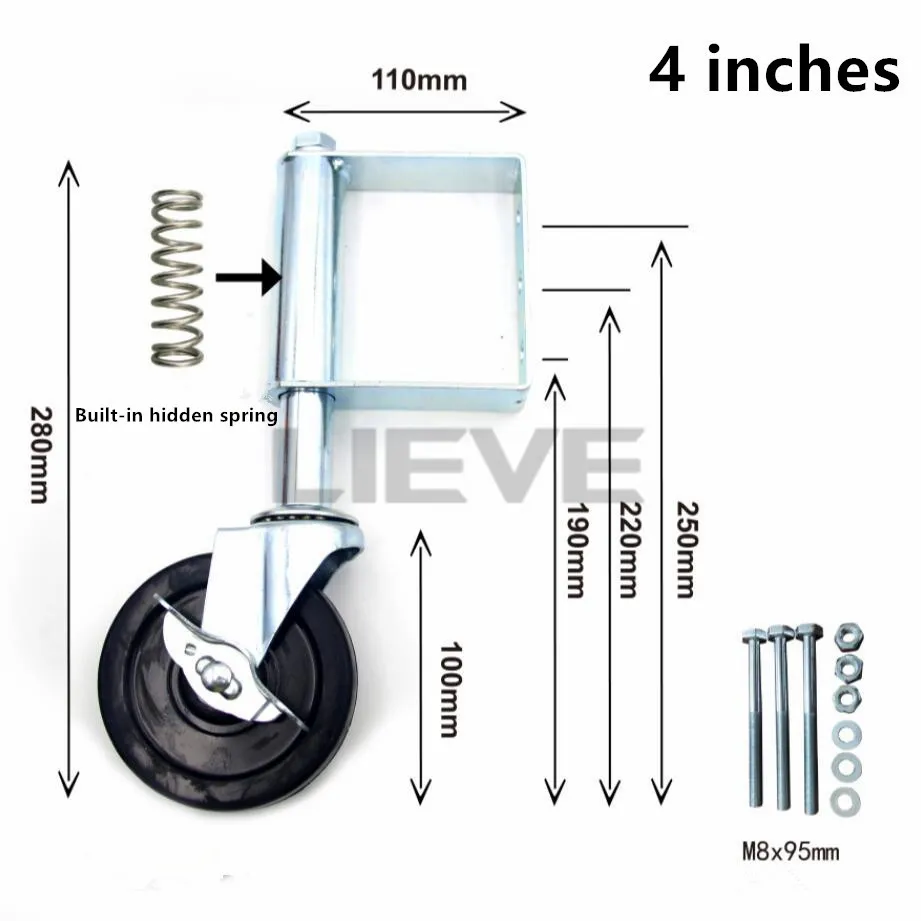 4/5 дюймовый сверхмощный резиновый беззвучный подпружиненный дверной Ролик