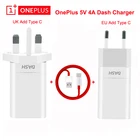 Оригинальное зарядное устройство OnePlus 6T с вилкой для ЕС и Великобритании, 5 В4 а, быстрая зарядка, USB Тип C, настенный адаптер питания с кабелем для One Plus 6T, 5T, 5, 3T, 3