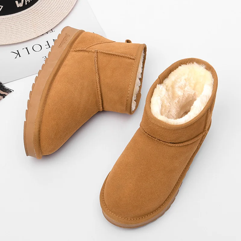 Высококачественные замшевые зимние ботинки Женская износостойкая теплая обувь