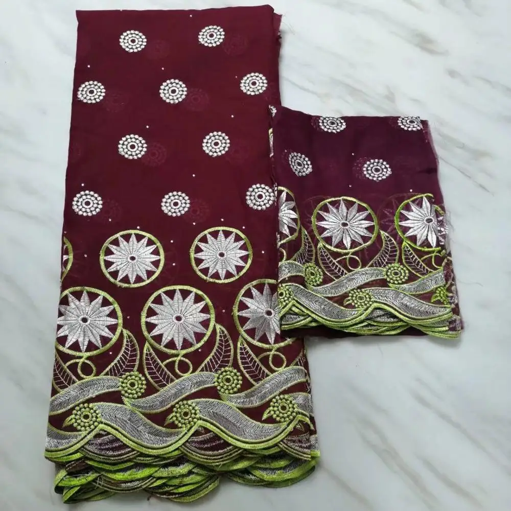 Latest 5+2 Yards White George Nigerian Beaded Lace Fabric 2020 High Quality African Material with Aso Oke For Bridal Party | Аксессуары