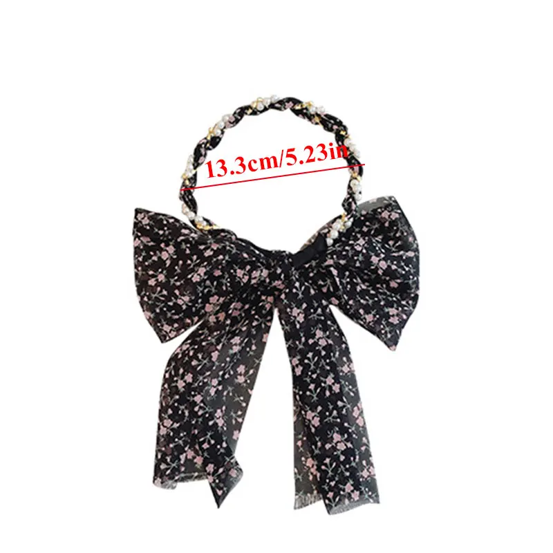 

Fashion Hair Accessories Headwear Braided Headband Hair Hoops Long Ribbon Elegant Pearl Diamond Hair Band DIY Hair Styling Tool
