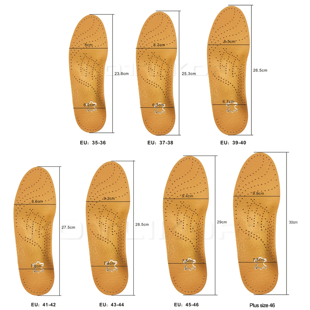 Unisex Premium Leather Orthotic insoles for Flat foot Shoe Insoles High Arch Support orthopedic Pad for Correction OX Leg Health