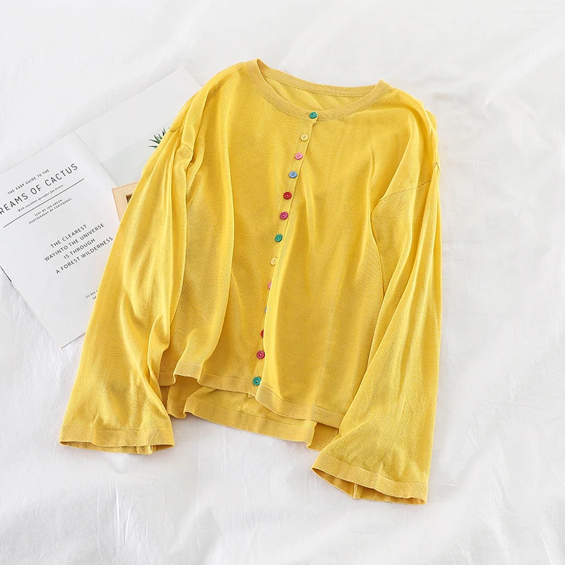 GLAUKE ярких цветов смешанные и подходящие цвета пуговицы вязаная рубашка с длинным