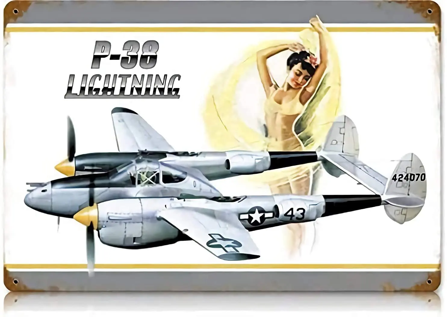 

Tin Sign P-38 Bikini Retro Pin-Up Girl Metal Signs 8x12 inch
