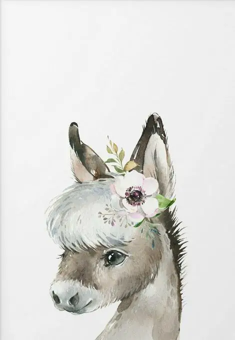 

Baby Donkey Farm Animal Art print Silk poster Home Wall Decor