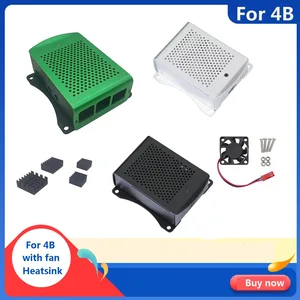 Алюминиевый Чехол для Raspberry Pi 4B, металлический корпус с радиатором и вентилятором для Raspberry pi 4, Модель B, совместим с Raspberry Pi 4B